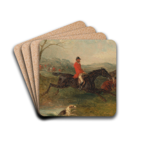 Foxhunting; Clearing a Brook by William Shayer Drink Coasters - set of 4