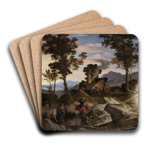 Landscape with the Prophet Balaam and his donkey by Joseph Anton Koch Art Drink Coaster set