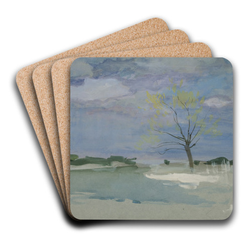 Landscape withtree by Edwin Austin Abbey Art Drink Coaster set