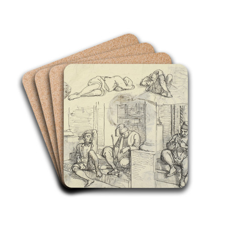 Studier af tyrk og lazzaron p en trappe by Wilhelm Marstrand Drink Coasters - set of 4