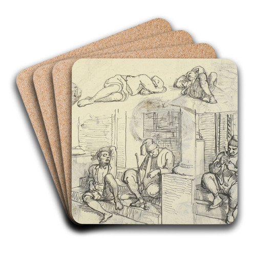 Studier af tyrk og lazzaron p en trappe by Wilhelm Marstrand Art Drink Coaster set