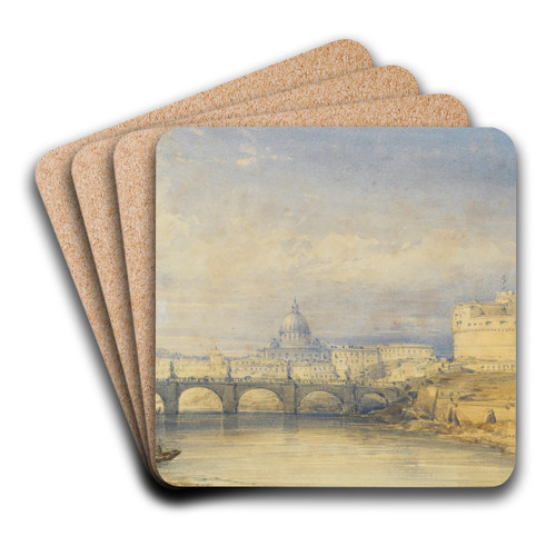 Castel Sant'Angelo, Rome by William Callow Art Drink Coaster set