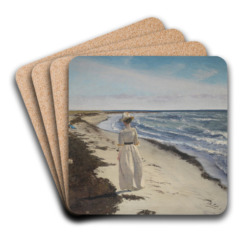 Lady at Karrebksminde Beach, Zealand by Laurits Andersen Ring Art Drink Coaster set