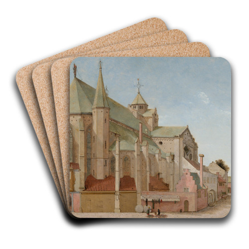 The Mariaplaats with the Mariakerk in Utrecht by Pieter Jansz Saenredam Art Drink Coaster set