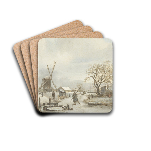 Winterlandschap by Gerrit Lamberts Drink Coasters - set of 4 Winterlandschap by Gerrit Lamberts Drink Coasters - set of 4