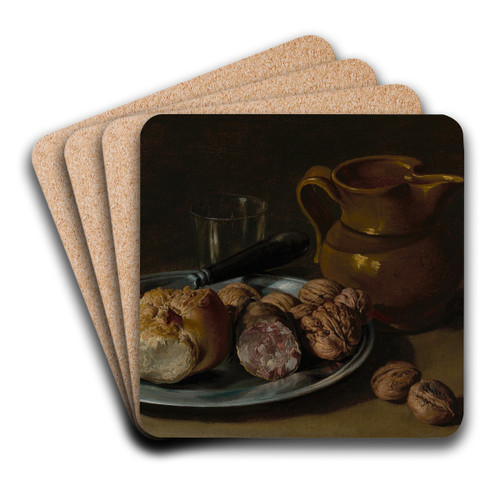 Still Life with Bread, Salami, and Nuts by Giacomo Ceruti Art Drink Coaster set Still Life with Bread, Salami, and Nuts by Giacomo Ceruti Art Drink Coaster set