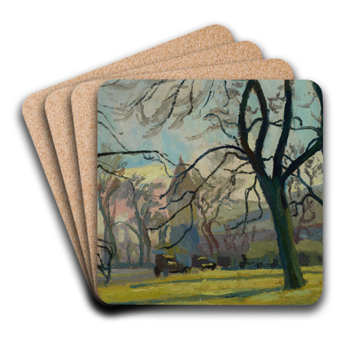Theme from the Planty Park in Krakow by Stanisaw Kamocki Art Drink Coaster set