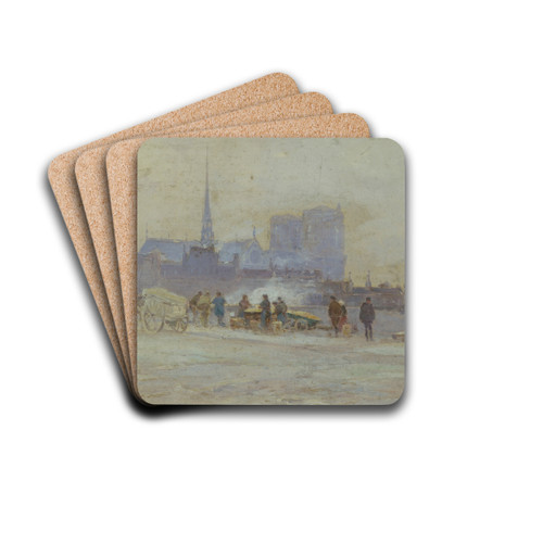 Notre-Dame, vue du quai de l'Htel-de-Ville by Eugne Louis Gillot Drink Coasters - set of 4 Notre-Dame, vue du quai de l'Htel-de-Ville by Eugne Louis Gillot Drink Coasters - set of 4