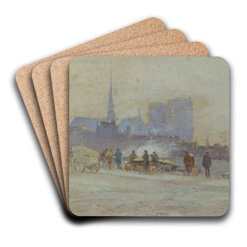 Notre-Dame, vue du quai de l'Htel-de-Ville by Eugne Louis Gillot Art Drink Coaster set Notre-Dame, vue du quai de l'Htel-de-Ville by Eugne Louis Gillot Art Drink Coaster set
