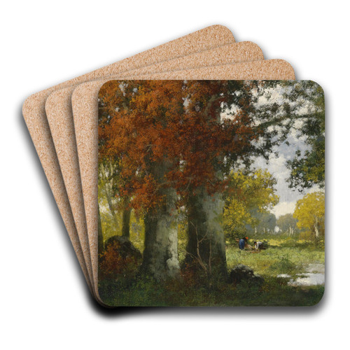 Waldlichtung mit Reisigsammlern by Adolf Kaufmann Art Drink Coaster set