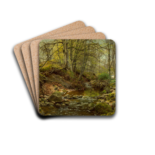 A forest stream by Peder Mrk Mnsted Drink Coasters - set of 4