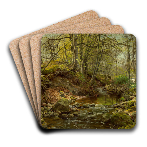 A forest stream by Peder Mrk Mnsted Art Drink Coaster set