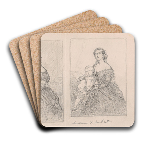 Madame X. de Pret and a Portrait Study by Nicaise De Keyser Art Drink Coaster set