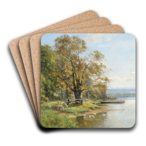 Herbst am Starnberger See by Karl Adam Heinisch Art Drink Coaster set