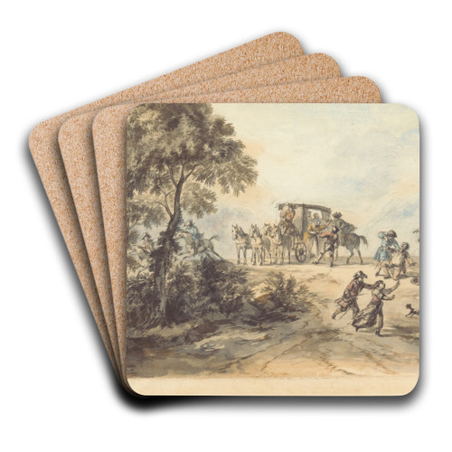 Coach And Highwayman by Peter Tillemans Art Drink Coaster set