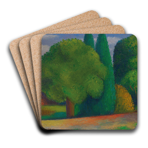 Landscape Row of Trees by Mark Gertler Art Drink Coaster set Landscape Row of Trees by Mark Gertler Art Drink Coaster set