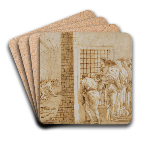 The Leopards' Cage at the Menagerie by Giovanni Domenico Tiepolo Art Drink Coaster set