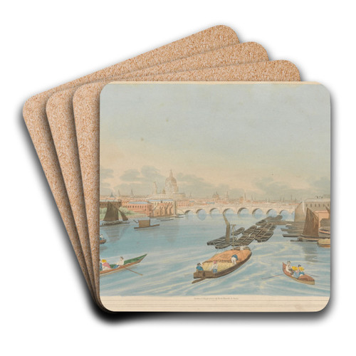 A View of Blackfriars Bridge and St. Pauls by Robert Havell Art Drink Coaster set