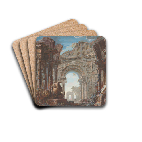Architectural Capriccio with a Monumental Arch by Giovanni Niccol Servandoni Drink Coasters - set of 4
