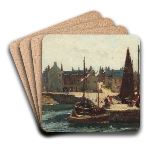 Portsoy, Scotland by Robert Allan Art Drink Coaster set