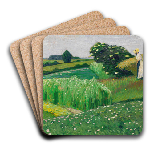 Sommerliche Wiesen bei Fischerhude by Otto Modersohn Art Drink Coaster set