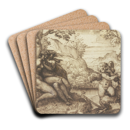 Omnia vincit Amor by Agostino Carracci Art Drink Coaster set
