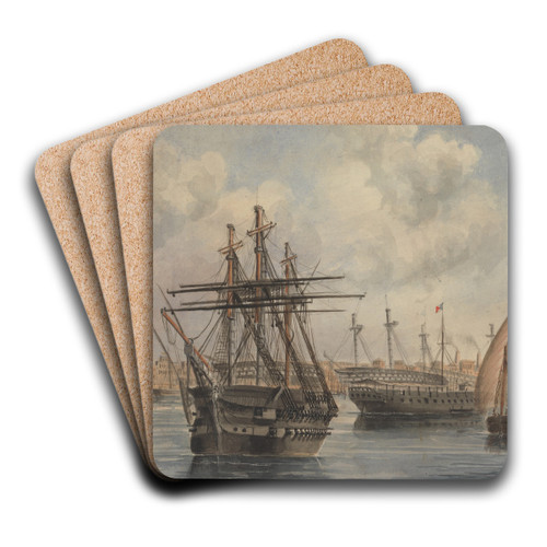 The Harbor, Alexandria by Charles Dyce Art Drink Coaster set