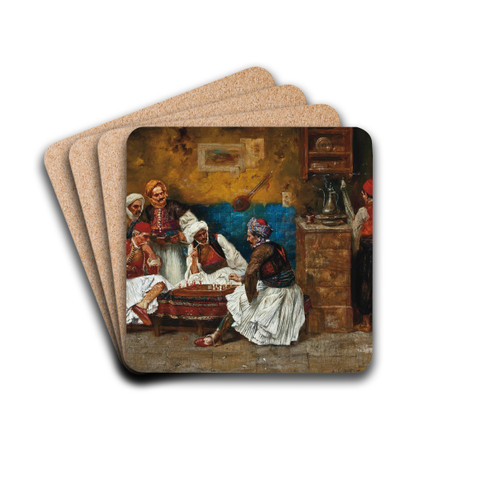 A game of chess by Albert Joseph Franke Drink Coasters - set of 4