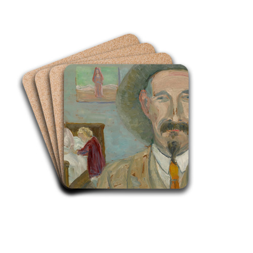 Self-Portrait III by Ernst Schiess Drink Coasters - set of 4 Self-Portrait III by Ernst Schiess Drink Coasters - set of 4