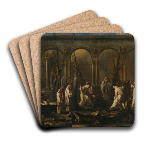 A Monk's Burial by Alessandro Magnasco Art Drink Coaster set