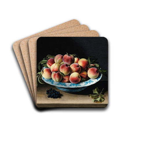 Still life with peaches in a chinese mingporcelainon an entablature by Louise Moillon Drink Coasters - set of 4 Still life with peaches in a chinese mingporcelainon an entablature by Louise Moillon Drink Coasters - set of 4