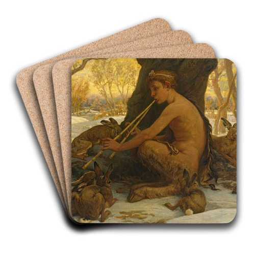 Young Marsyas (Marsyas Enchanting The Hares) by Elihu Vedder Art Drink Coaster set