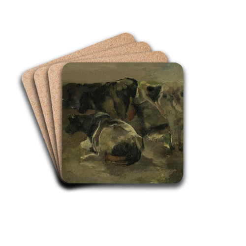 Four Cows by George Hendrik Breitner Drink Coasters - set of 4