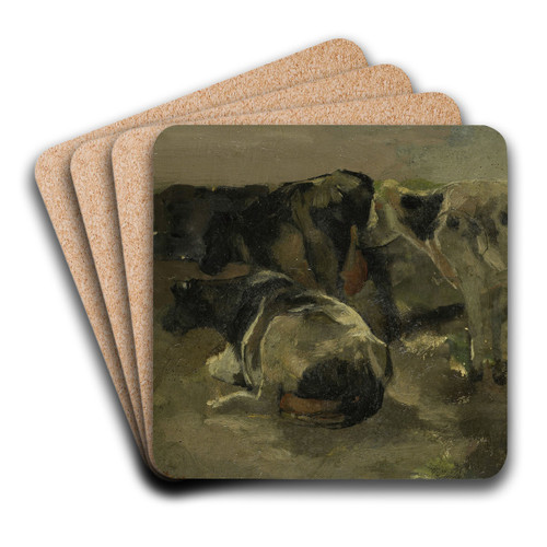 Four Cows by George Hendrik Breitner Art Drink Coaster set