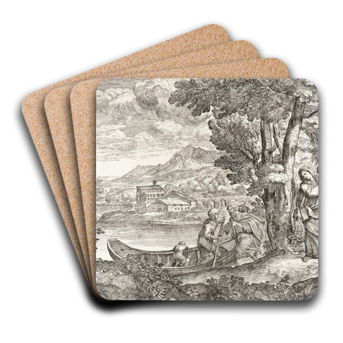 The Flight to Egypt by Giovanni Francesco Grimaldi Art Drink Coaster set