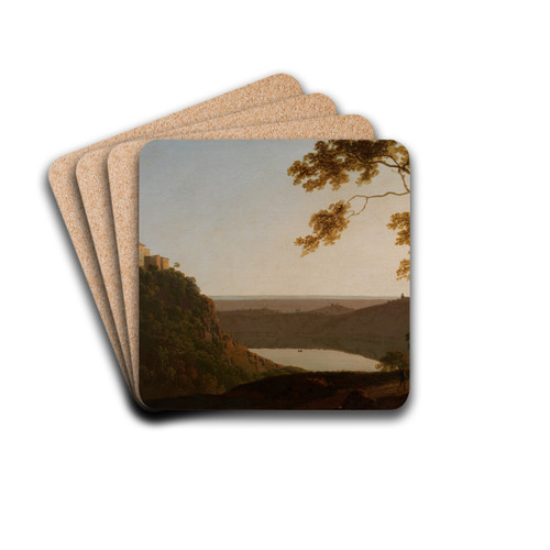 Lake Nemi, sunset by Joseph Wright of Derby Drink Coasters - set of 4 Lake Nemi, sunset by Joseph Wright of Derby Drink Coasters - set of 4