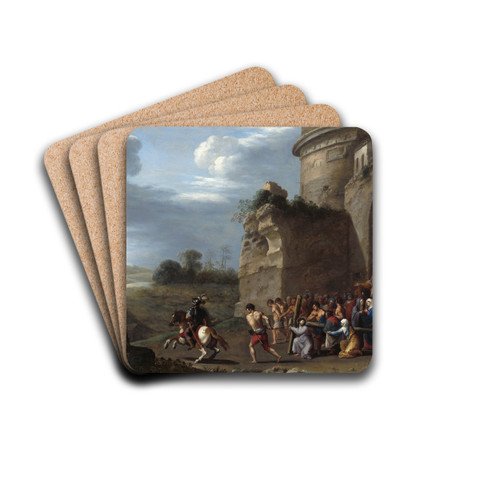 Christ Carrying the Cross by Cornelis Van Poelenburch Drink Coasters - set of 4
