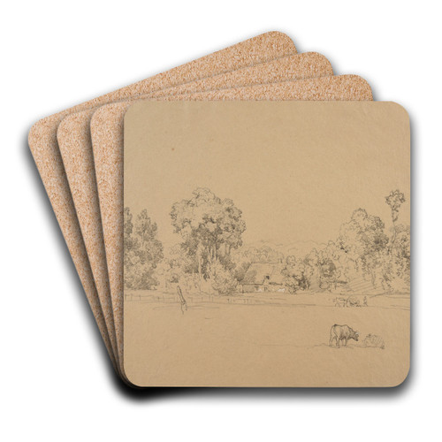 Paysage  Trouville by Jacques-Raymond Brascassat Art Drink Coaster set