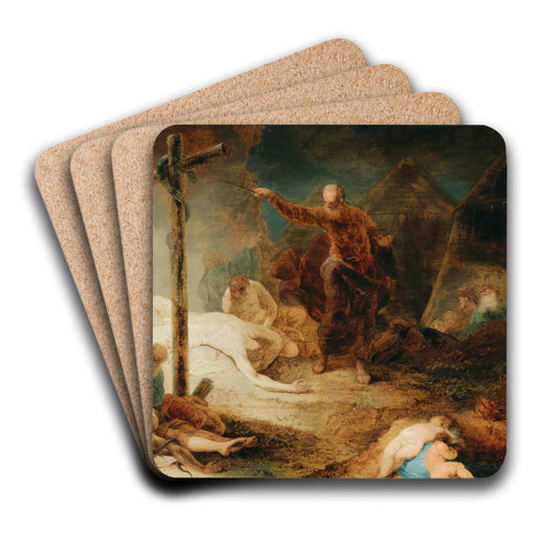 Moses and the Brazen Serpent by Januarius Zick Art Drink Coaster set