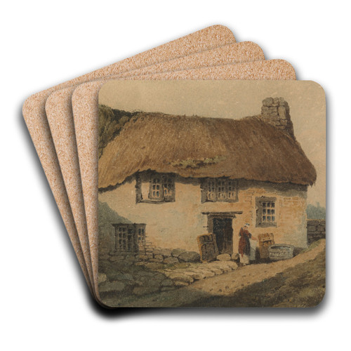 The Thatched Cottage by Samuel Prout Art Drink Coaster set