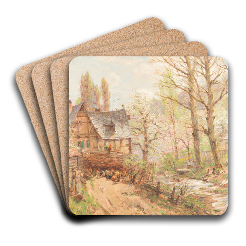 Farmstead in spring by Heinrich Hartung Art Drink Coaster set