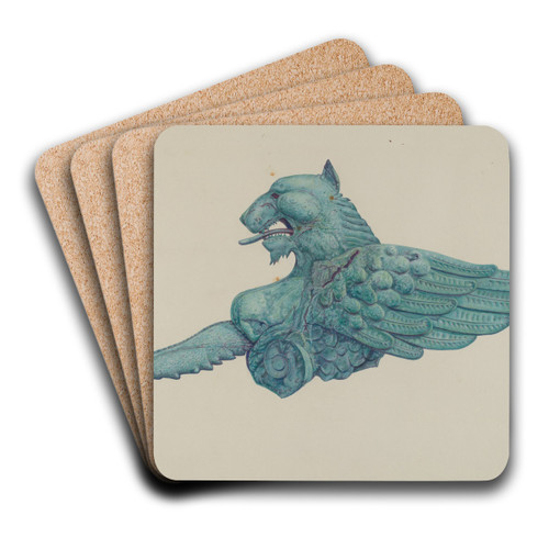 Ornamental Iron Griffon by Harriette Gale Art Drink Coaster set
