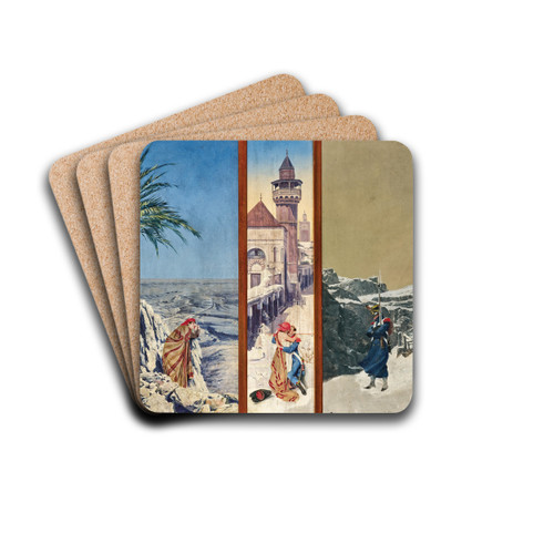 Longing, triptych by Oskar Rex Drink Coasters - set of 4