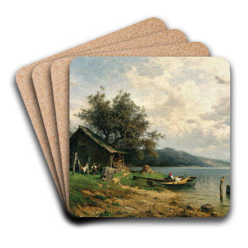 A Scene on a Lake by Josef Willroider Art Drink Coaster set