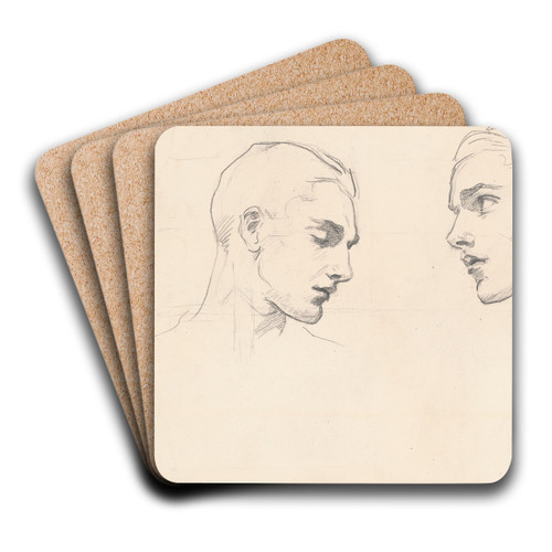 Studies of a Man's Head by John Singer Sargent Art Drink Coaster set Studies of a Man's Head by John Singer Sargent Art Drink Coaster set