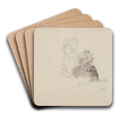 Woman Reading by James Ensor Art Drink Coaster set Woman Reading by James Ensor Art Drink Coaster set