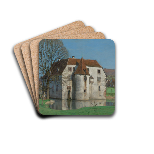 Ansicht von Schloss Reichenstein bei Inzlingen by Albert Hermann Daur Drink Coasters - set of 4 Ansicht von Schloss Reichenstein bei Inzlingen by Albert Hermann Daur Drink Coasters - set of 4