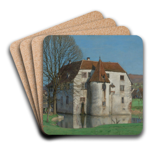 Ansicht von Schloss Reichenstein bei Inzlingen by Albert Hermann Daur Art Drink Coaster set Ansicht von Schloss Reichenstein bei Inzlingen by Albert Hermann Daur Art Drink Coaster set
