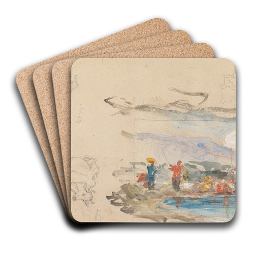 A Pool with Figures by George Chinnery Art Drink Coaster set