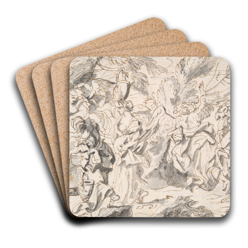 Destruction ofSodom by Jean-Baptiste Corneille Art Drink Coaster set